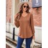 imageZeagoo Womens Puff Long Sleeve Shirts Pleated V Neck Fall Tunic Tops Blouse Dressy Casual Loose Summer TShirtsCaramel