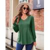 imageZeagoo Womens Puff Long Sleeve Shirts Pleated V Neck Fall Tunic Tops Blouse Dressy Casual Loose Summer TShirtsDark Green