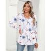 imageZeagoo Womens Puff Long Sleeve Shirts Pleated V Neck Fall Tunic Tops Blouse Dressy Casual Loose Summer TShirtsDh6