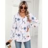 imageZeagoo Womens Puff Long Sleeve Shirts Pleated V Neck Fall Tunic Tops Blouse Dressy Casual Loose Summer TShirtsDh6