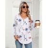 imageZeagoo Womens Puff Long Sleeve Shirts Pleated V Neck Fall Tunic Tops Blouse Dressy Casual Loose Summer TShirtsDh6