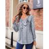 imageZeagoo Womens Puff Long Sleeve Shirts Pleated V Neck Fall Tunic Tops Blouse Dressy Casual Loose Summer TShirtsDh62