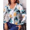 imageZeagoo Womens Puff Long Sleeve Shirts Pleated V Neck Fall Tunic Tops Blouse Dressy Casual Loose Summer TShirtsDh637