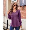 imageZeagoo Womens Puff Long Sleeve Shirts Pleated V Neck Fall Tunic Tops Blouse Dressy Casual Loose Summer TShirtsEggplant Purple