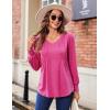 imageZeagoo Womens Puff Long Sleeve Shirts Pleated V Neck Fall Tunic Tops Blouse Dressy Casual Loose Summer TShirtsHot Pink