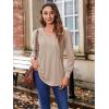 imageZeagoo Womens Puff Long Sleeve Shirts Pleated V Neck Fall Tunic Tops Blouse Dressy Casual Loose Summer TShirtsKhaki