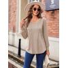 imageZeagoo Womens Puff Long Sleeve Shirts Pleated V Neck Fall Tunic Tops Blouse Dressy Casual Loose Summer TShirtsKhaki