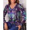 imageZeagoo Womens Puff Long Sleeve Shirts Pleated V Neck Fall Tunic Tops Blouse Dressy Casual Loose Summer TShirtsMz711