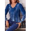 imageZeagoo Womens Puff Long Sleeve Shirts Pleated V Neck Fall Tunic Tops Blouse Dressy Casual Loose Summer TShirtsMz712