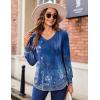 imageZeagoo Womens Puff Long Sleeve Shirts Pleated V Neck Fall Tunic Tops Blouse Dressy Casual Loose Summer TShirtsMz712