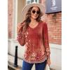 imageZeagoo Womens Puff Long Sleeve Shirts Pleated V Neck Fall Tunic Tops Blouse Dressy Casual Loose Summer TShirtsMz766