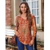 imageZeagoo Womens Puff Long Sleeve Shirts Pleated V Neck Fall Tunic Tops Blouse Dressy Casual Loose Summer TShirtsMz811