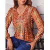 imageZeagoo Womens Puff Long Sleeve Shirts Pleated V Neck Fall Tunic Tops Blouse Dressy Casual Loose Summer TShirtsMz811
