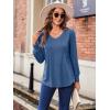 imageZeagoo Womens Puff Long Sleeve Shirts Pleated V Neck Fall Tunic Tops Blouse Dressy Casual Loose Summer TShirtsNavy Blue