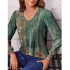 imageZeagoo Womens Puff Long Sleeve Shirts Pleated V Neck Fall Tunic Tops Blouse Dressy Casual Loose Summer TShirtsPa171