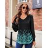 imageZeagoo Womens Puff Long Sleeve Shirts Pleated V Neck Fall Tunic Tops Blouse Dressy Casual Loose Summer TShirtsPa355