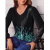 imageZeagoo Womens Puff Long Sleeve Shirts Pleated V Neck Fall Tunic Tops Blouse Dressy Casual Loose Summer TShirtsPa355