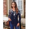 imageZeagoo Womens Puff Long Sleeve Shirts Pleated V Neck Fall Tunic Tops Blouse Dressy Casual Loose Summer TShirtsSf103