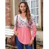 imageZeagoo Womens Puff Long Sleeve Shirts Pleated V Neck Fall Tunic Tops Blouse Dressy Casual Loose Summer TShirtsSf122