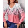 imageZeagoo Womens Puff Long Sleeve Shirts Pleated V Neck Fall Tunic Tops Blouse Dressy Casual Loose Summer TShirtsSf122