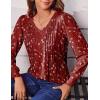imageZeagoo Womens Puff Long Sleeve Shirts Pleated V Neck Fall Tunic Tops Blouse Dressy Casual Loose Summer TShirtsSf140
