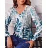 imageZeagoo Womens Puff Long Sleeve Shirts Pleated V Neck Fall Tunic Tops Blouse Dressy Casual Loose Summer TShirtsSp25