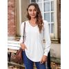 imageZeagoo Womens Puff Long Sleeve Shirts Pleated V Neck Fall Tunic Tops Blouse Dressy Casual Loose Summer TShirtsWhite