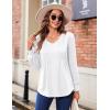 imageZeagoo Womens Puff Long Sleeve Shirts Pleated V Neck Fall Tunic Tops Blouse Dressy Casual Loose Summer TShirtsWhite