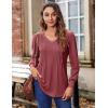 imageZeagoo Womens Puff Long Sleeve Shirts Pleated V Neck Fall Tunic Tops Blouse Dressy Casual Loose Summer TShirtsWine Red