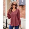 imageZeagoo Womens Puff Long Sleeve Shirts Pleated V Neck Fall Tunic Tops Blouse Dressy Casual Loose Summer TShirtsWine Red