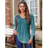 imageZeagoo Womens Puff Long Sleeve Shirts Pleated V Neck Fall Tunic Tops Blouse Dressy Casual Loose Summer TShirtsXh363