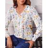 imageZeagoo Womens Puff Long Sleeve Shirts Pleated V Neck Fall Tunic Tops Blouse Dressy Casual Loose Summer TShirtsXh403