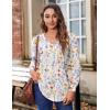 imageZeagoo Womens Puff Long Sleeve Shirts Pleated V Neck Fall Tunic Tops Blouse Dressy Casual Loose Summer TShirtsXh403