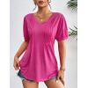 imageZeagoo Womens Puff Short Sleeve Boho Shirts Casual V Neck Floral Solid Summer Blouse Pleated Tunic Top