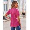 imageZeagoo Womens Puff Short Sleeve Boho Shirts Casual V Neck Floral Solid Summer Blouse Pleated Tunic Top