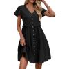 imageZeagoo Button Down Summer Dress 2025 Spring Flutter Sleeve Cotton Linen Dress with Pockets Beach A Line Casual DressBlack