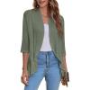 imageZeagoo Womens Open Front Cardigan 34 Sleeve Draped Ruffles Soft Knit Sweaters S3XLArmy Green