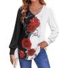 imageZeagoo Womens Puff Long Sleeve Shirts Pleated V Neck Fall Tunic Tops Blouse Dressy Casual Loose Summer TShirtsBf101