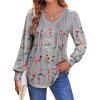 imageZeagoo Womens Puff Long Sleeve Shirts Pleated V Neck Fall Tunic Tops Blouse Dressy Casual Loose Summer TShirtsBf195