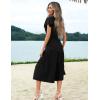 imageZeagoo Womens Summer Casual Dress Flutter Short Sleeve V Neck Button Down Tiered Flowy Long Dress with PocketsBlack