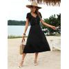 imageZeagoo Womens Summer Casual Dress Flutter Short Sleeve V Neck Button Down Tiered Flowy Long Dress with PocketsBlack