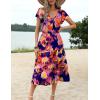 imageZeagoo Womens Summer Casual Dress Flutter Short Sleeve V Neck Button Down Tiered Flowy Long Dress with PocketsFloral1