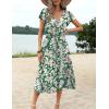 imageZeagoo Womens Summer Casual Dress Flutter Short Sleeve V Neck Button Down Tiered Flowy Long Dress with PocketsFloral2