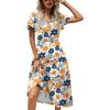 imageZeagoo Womens Summer Casual Dress Flutter Short Sleeve V Neck Button Down Tiered Flowy Long Dress with PocketsFloral3