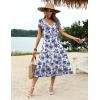 imageZeagoo Womens Summer Casual Dress Flutter Short Sleeve V Neck Button Down Tiered Flowy Long Dress with PocketsFloral4