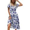 imageZeagoo Womens Summer Casual Dress Flutter Short Sleeve V Neck Button Down Tiered Flowy Long Dress with PocketsFloral4