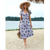 imageZeagoo Womens Summer Casual Dress Flutter Short Sleeve V Neck Button Down Tiered Flowy Long Dress with PocketsFloral4