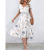 imageZeagoo Womens Summer Casual Dress Flutter Short Sleeve V Neck Button Down Tiered Flowy Long Dress with PocketsFloralbf112