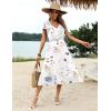 imageZeagoo Womens Summer Casual Dress Flutter Short Sleeve V Neck Button Down Tiered Flowy Long Dress with PocketsFloralbf112