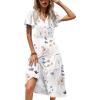 imageZeagoo Womens Summer Casual Dress Flutter Short Sleeve V Neck Button Down Tiered Flowy Long Dress with PocketsFloralbf112